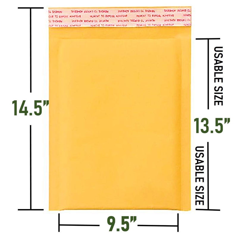 SALES4LESS - Kraft Bubble Mailers, Self-Seal, Waterproof & Cushioned Padded Envelopes for Shipping, 9.5 x 14.5 in (10 Pack, Gold) - Image 2